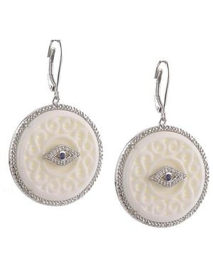 Gemstones Silver 0.21 Ct. Tw. Diamond Evil Eye Earrings - Natural