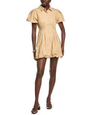 English Factory Button-Down Bubble Mini Dress - Natural