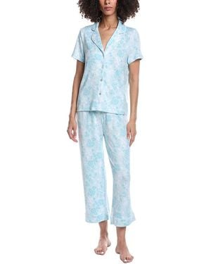 Splendid 2Pc Notch Top & Crop Pant Set - Blue