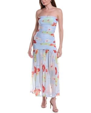 Bardot Solana Printed Mesh Maxi Dress - Blue