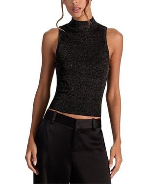 Alice + Olivia Darcey Metallic Wool-Blend Tank - Black