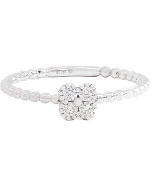 Maitre De Diamant 18K 0.13 Ct. Tw. Diamond Ball Flower Ring - White