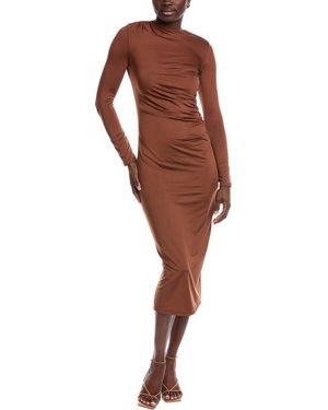 JLuxe Ruched Midi Dress - Brown