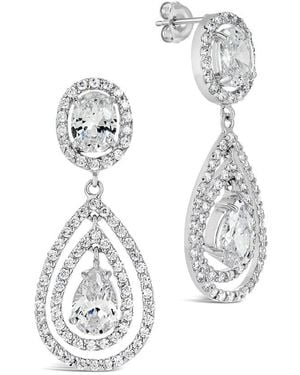 Sterling Forever Cz Cheyenne Drop Stud Earrings - White