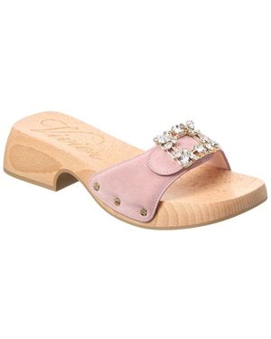 Roger Vivier Viv Clogs Suede Mule - Pink