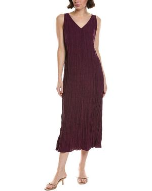 Eileen Fisher Pleated Silk Flare Dress - Purple