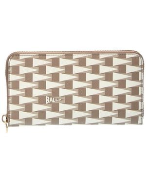 Bally Pennant Leather Zip Around Wallet - Metallic