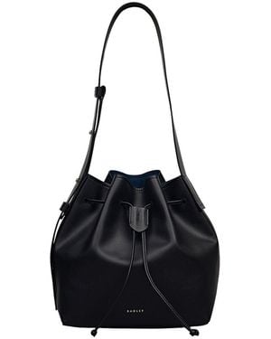 Radley York Mews Medium Drawstring Leather Shoulder Bag - Black