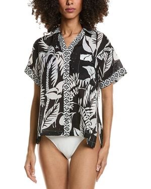 Johnny Was Camp Button Front Shirt - Black