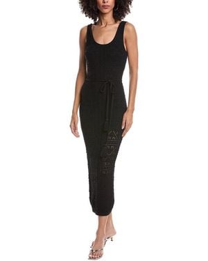 MILLY Pointelle Knit Midi Dress - Black