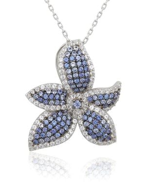 Suzy Levian Silver 0.02 Ct. Tw. Diamond & Gemstone Pendant - Blue
