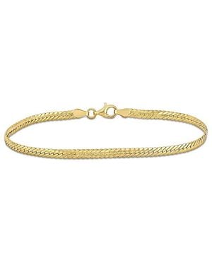 Italian Silver Herringbone Bracelet - Metallic