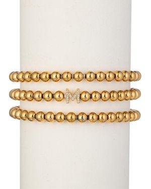 Eye Candy LA Luxe Collection Titanium Cz 3pc Initial Stretch Bracelet Set (a-z) - Metallic