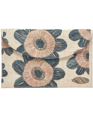 Kayu Primrose Raffia Envelope Clutch - Grey