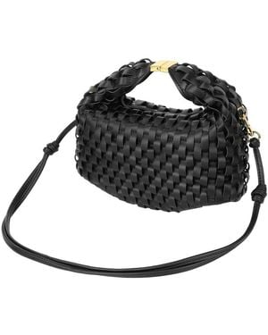 Tiffany & Fred Paris Woven Leather Top Handle Crossbody - Black