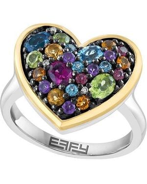 Effy Fine Jewelry 1.61 Ct. Tw. Diamond & Amethyst, Topaz, London Topaz, Rhodolite, Peridot, Citrine Ring - Blue