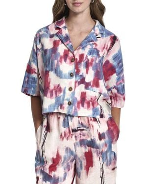 DKNY Buttoned Linen Shirt - Red