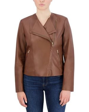 Cole Haan Cole Hann Asymmetrical Leather Jacket - Brown