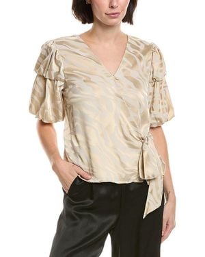 Vince Camuto Double Bubble Sleeve Wrap Top - Natural