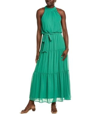 Donna Ricco Clip Dot Chiffon Maxi Dress - Green