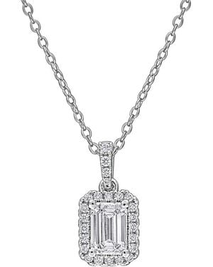 Created Forever 0.85 Ct. Tw. Lab-Grown Diamond Halo Pendant - Metallic