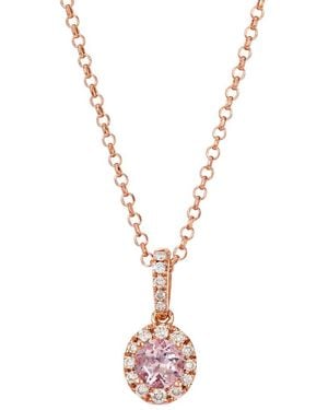 Le Vian Peach Morganite 14K Rose 0.52 Ct. Tw. Diamond & Morganite Pendant Necklace - Metallic