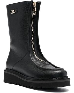 Ferragamo 50Mm Leather Boot - Black