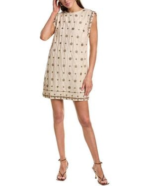 Endless Rose Beaded Linen-Blend Mini Dress - White
