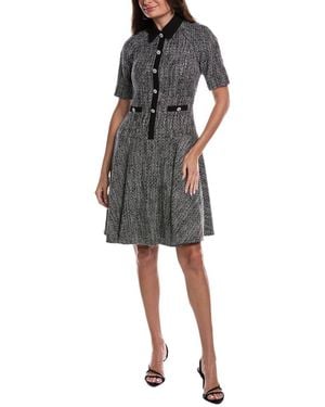 Teri Jon Metallic Tweed Dress - Black