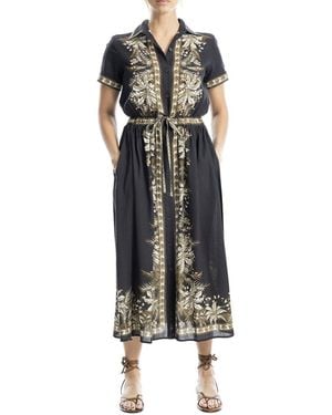 Max Studio Belted Maxi Shirtdress - Black