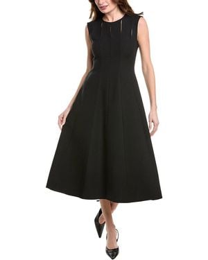 Lafayette 148 New York Wool & Silk-Blend Cutout Midi Dress - Black