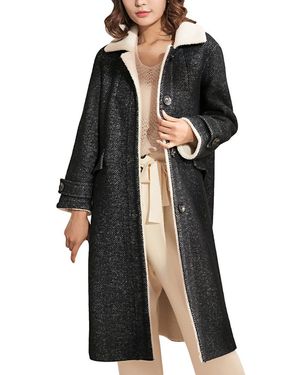 MALABO Double Pocket Long Wool-Blend Coat - Black