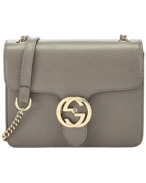 Gucci Leather Interlocking Crossbody (Authentic Pre-Loved) - Grey