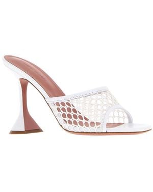 AMINA MUADDI Lupita Net 95 Leather Sandal - White