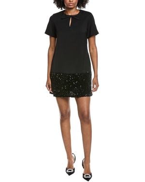 Gracia Keyhole Neck Bow Tie Sequin Embellished Dress - Black