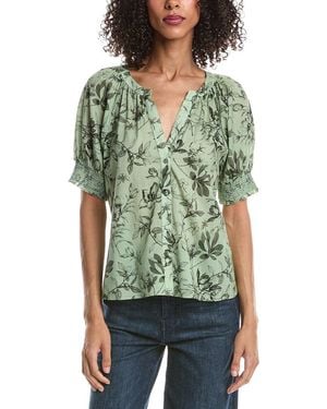 Alice + Olivia Thalia Puff Sleeve Button Down Blouse - Green