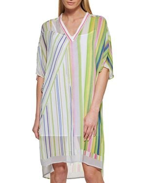 DKNY Printed V-Neck Dress - Multicolor
