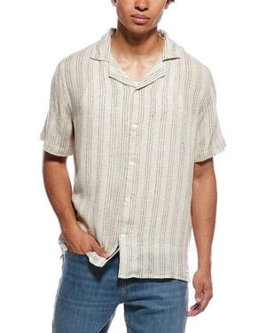 KARL LAGERFELD Vertical Pick Linen-Blend Shirt - Grey