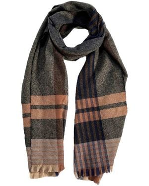 Blue Pacific Cashmere-Blend Tartan Plaid Scarf - Black