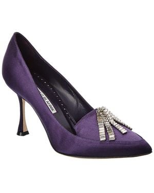 Manolo Blahnik Bambina 90 Satin Pump - Purple