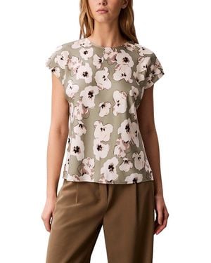Calvin Klein Printed Matte Satin Sheath Top - Brown
