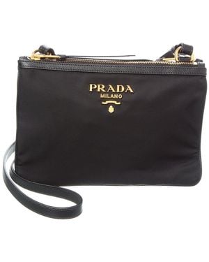 Prada Bandoliera Nylon & Saffiano Leather Shoulder Bag - Black