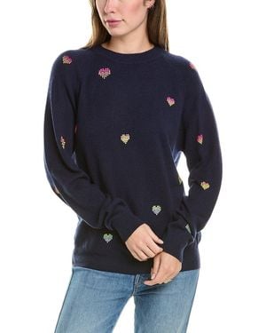 Brodie Cashmere Wool & Cashmere-Blend Heart Studded Jumper - Blue