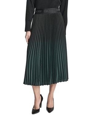 DKNY Pull On Pleated Foil Skirt - Green