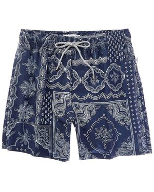Vintage Summer Printed Swim Short - Blue