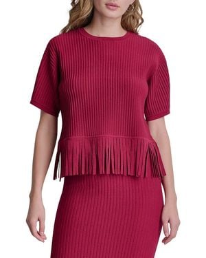 DKNY Fringe Sweater - Red