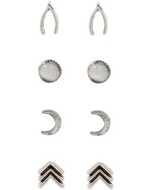 Ettika 18K Plated Opal Set Of 4 Pairs Of Studs - White