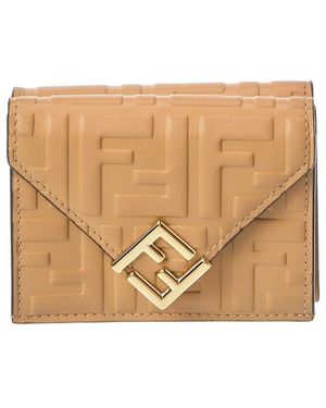 Fendi Ff Diamonds Leather Wallet - Natural