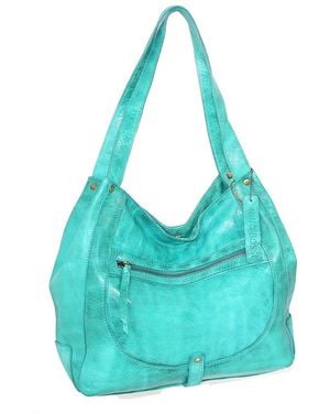 Nino Bossi Braylee Hand-Dyed Vintage Leather Satchel - Blue