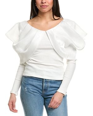 Beulah London Puff Sleeve Top - White